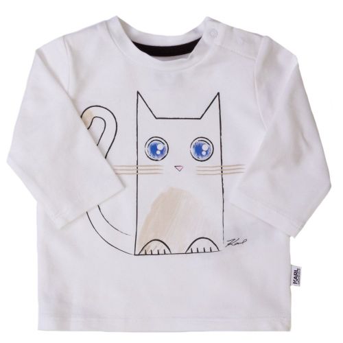 Baby White Kitten L/s Tee Shirt 65634 by Karl Lagerfeld Kids from Hurleys