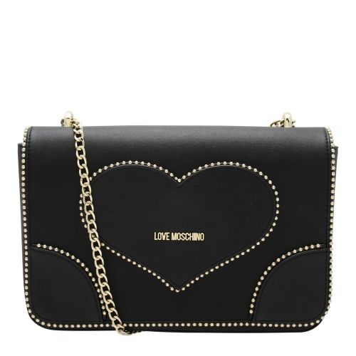 Womens Black Heart Studs Shoulder Bag 47931 by Love Moschino from Hurleys