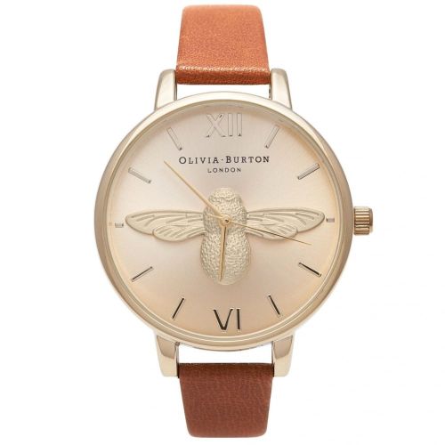 Womens Tan & Gold Animal Motif Moulded Bee Watch 72905 by Olivia Burton from Hurleys