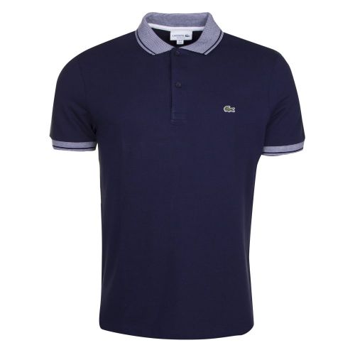 Mens Navy & White Contrast Collar Regular Fit S/s Polo Shirt 23276 by Lacoste from Hurleys