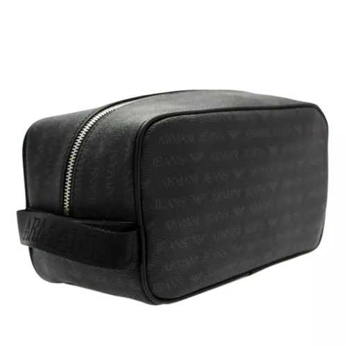 Mens Black Multi Logo Wash Bag 61355 by Armani Jeans from Hurleys