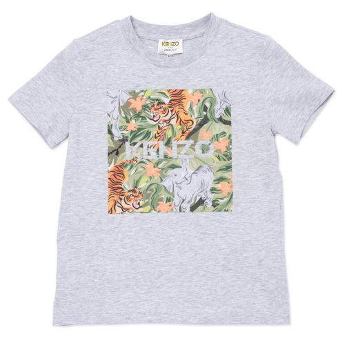 Boys Grey Marl Lenzo Island S/s T Shirt 86803 by Kenzo from Hurleys