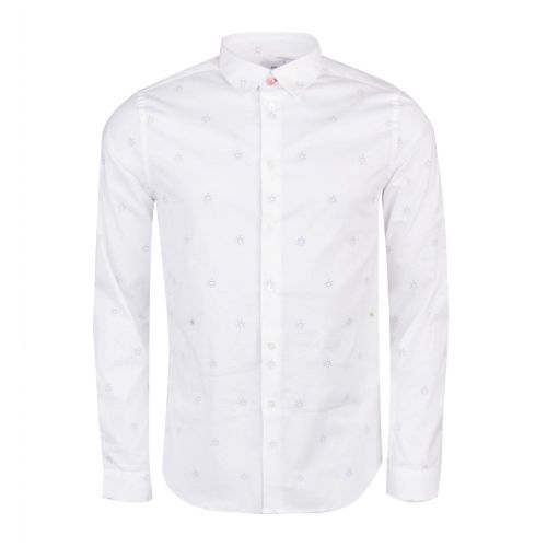 Mens White Sunshine Print Slim Long Sleeve Shirt 27545 by PS Paul Smith from Hurleys