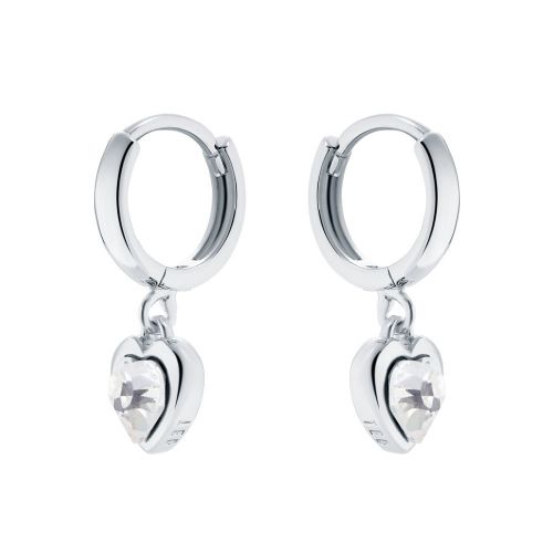 Ted Baker Earrings Womens Silver/Crystal Hanniy Crystal Heart Huggie