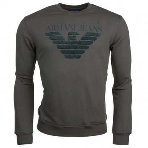 Mens Khaki Big Logo Sweat Top 18864 by Armani Jeans from Hurleys