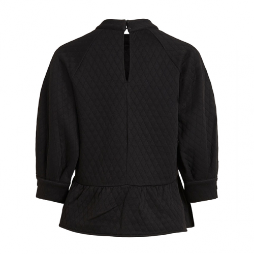 Womens Black Viresina Quilted Peplum Sweat Top 100309 by Vila from Hurleys