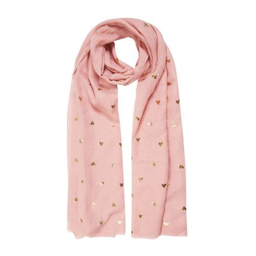Womens Pink Heart Print Metallic Scarf 89483 by Katie Loxton from Hurleys