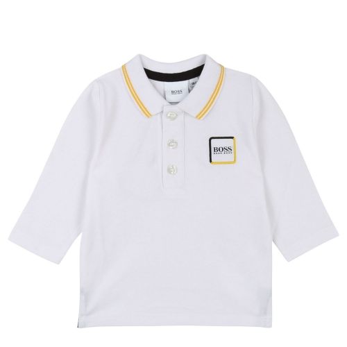Toddler White Branded L/s Polo Shirt 45601 by BOSS from Hurleys