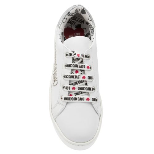 Womens White Jewel Logo Trainers 35146 by Love Moschino from Hurleys