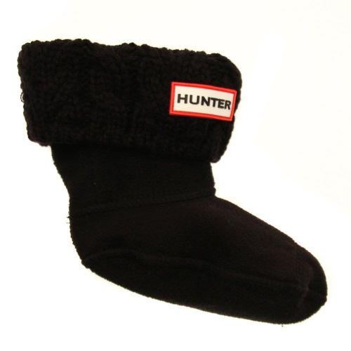 Kids Black Dual Cable Knit Wellington Socks (4-6 - 3-5) 67410 by Hunter from Hurleys