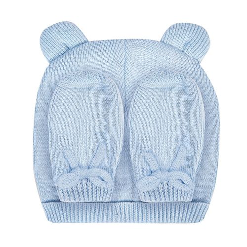 Baby Blue Fine Knit Hat & Mittens Set 95045 by Katie Loxton from Hurleys
