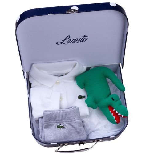 Baby White & Grey L/s Polo Shirt Set (1yr) 63751 by Lacoste from Hurleys