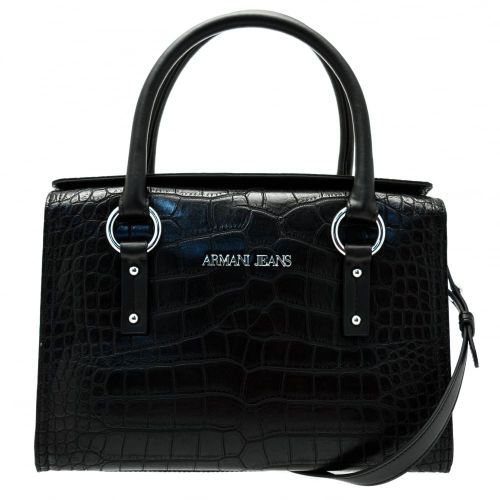 Womens Black Croc Effect Tote Bag 59122 by Armani Jeans from Hurleys