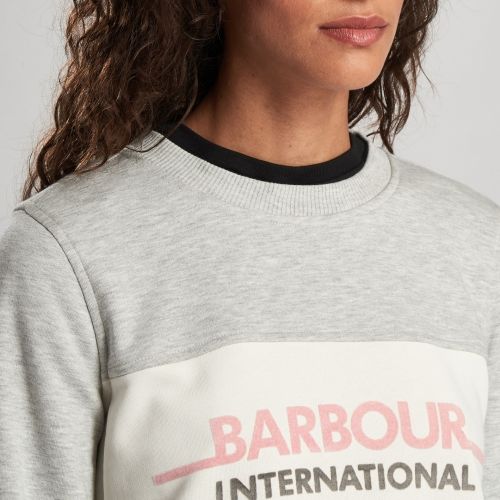 Womens Pale Grey Marl Shuttle Overlayer Sweat Top 51354 by Barbour International from Hurleys