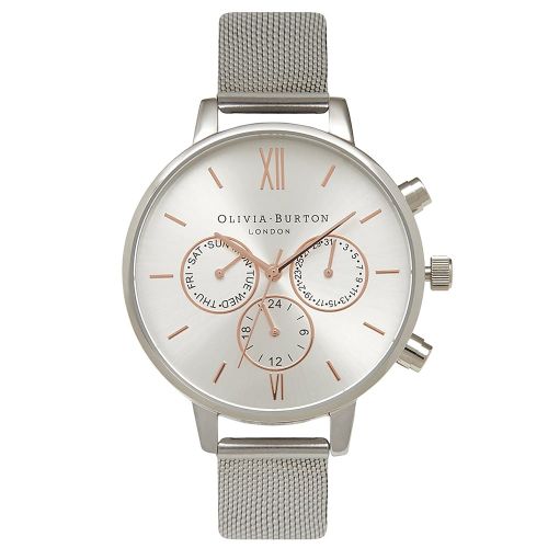 Womens Silver Chrono Detail Mesh Strap Watch 52042 by Olivia Burton from Hurleys