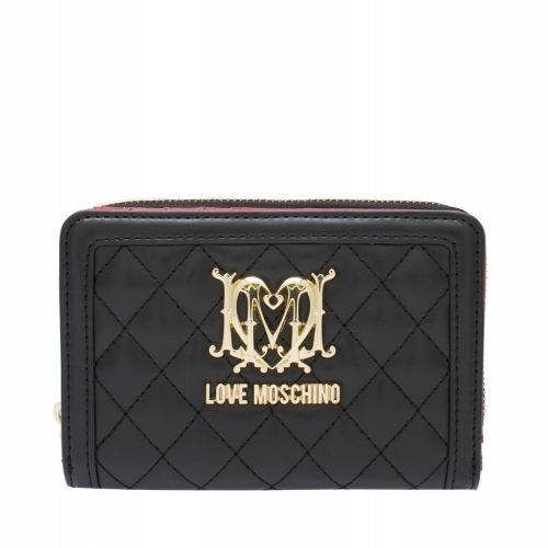 Womens Black Quilted Small Zip Around Purse 43054 by Love Moschino from Hurleys