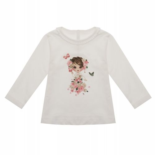 Infant Natural & Blush Floral Girl L/s T Shirt 29796 by Mayoral from Hurleys