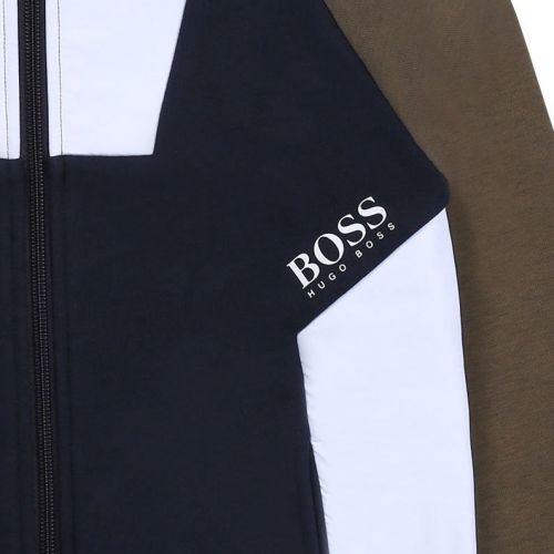 Boys Navy Colourblock Hooded Zip Through Sweat Jacket 92779 by BOSS from Hurleys