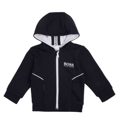 Toddler Navy Branded Hooded Zip Through Sweat Top 79173 by BOSS from Hurleys