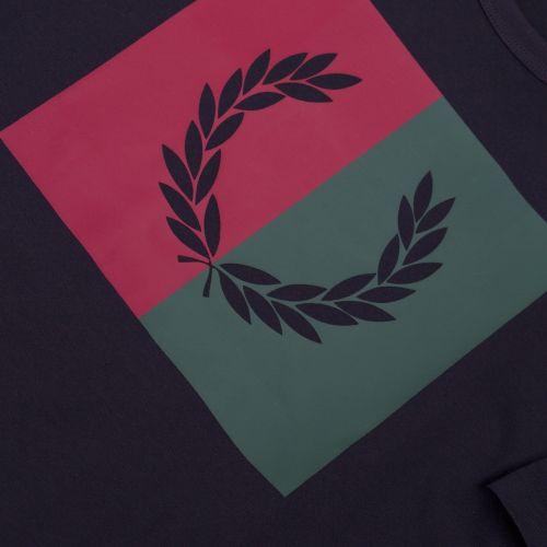 Mens Navy Split Laurel Wreath S/s T Shirt 38158 by Fred Perry from Hurleys