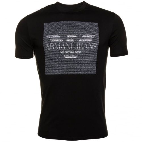 Mens Black Eagle Box Logo Regular Fit S/s Tee Shirt 61222 by Armani Jeans from Hurleys