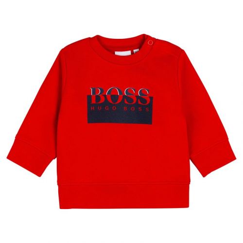 Toddler Red Split Box Logo Sweat Top 102100 by BOSS from Hurleys