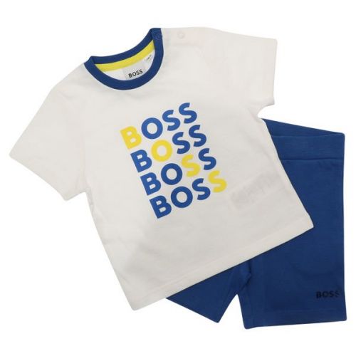 Toddler Electric Blue Logo T Shirt + Shorts Set 108199 by BOSS from Hurleys
