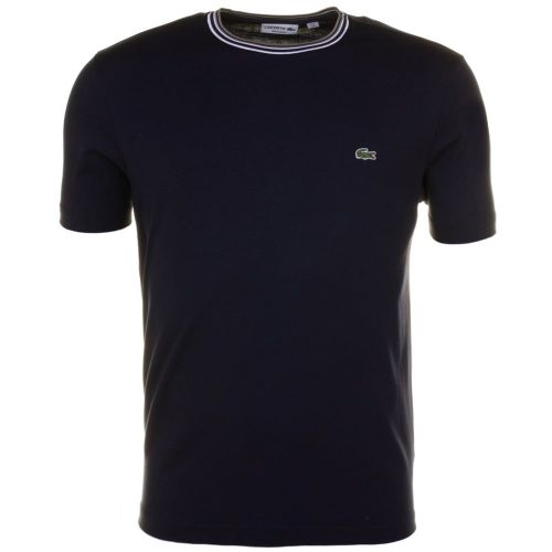 Mens Navy Tipped Crew S/s Tee Shirt 61755 by Lacoste from Hurleys