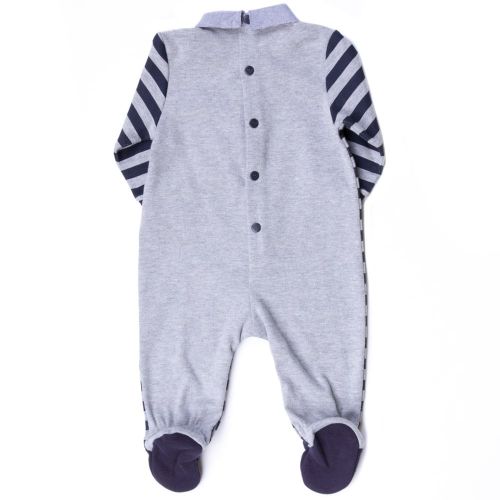 Baby Grey & Navy Striped Polo Shirt Romper Suit 62518 by Armani Junior from Hurleys