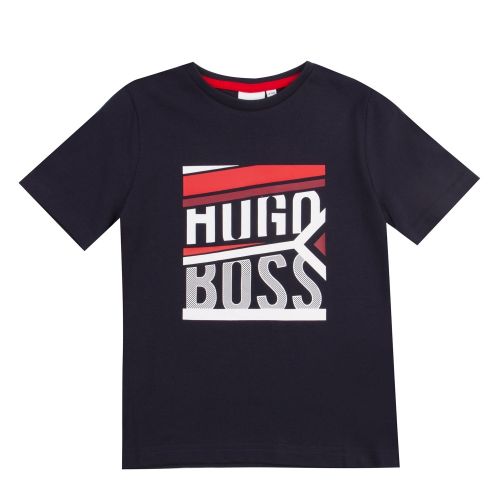 Boys Navy Graphic Logo S/s T Shirt 45553 by BOSS from Hurleys