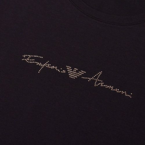 Womens Black Glitter Logo S/s T Shirt 93231 by Emporio Armani Bodywear from Hurleys