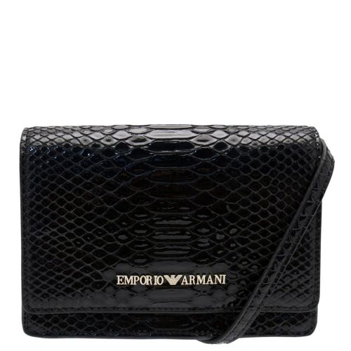 Womens Black Croc Effect Clutch 19943 by Emporio Armani from Hurleys