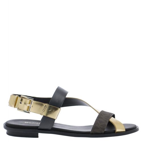 Womens Black  And Gold Mackay Flat Sandals 20250 by Michael Kors from Hurleys