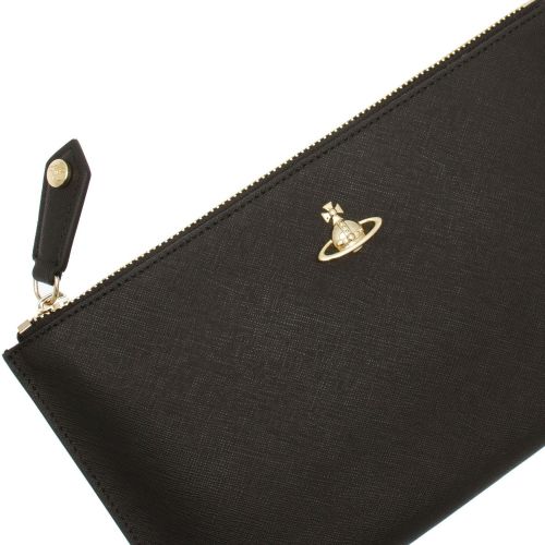 Womens Black/Gold Orb Victoria Saffiano Zip Clutch 77365 by Vivienne Westwood from Hurleys