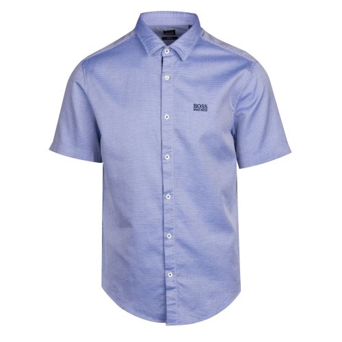 Athleisure Mens Blue Brodi_S Stretch Slim Fit S/s Shirt 36864 by BOSS from Hurleys