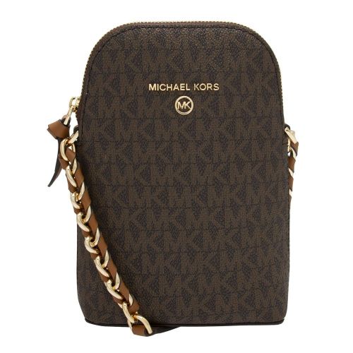Womens Brown Signature Jet Set Chain Phone Crossbody Bag 88672 by Michael Kors from Hurleys