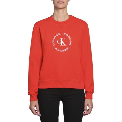 Womens Fiery Red Round Logo Relaxed Sweat Top 56194 by Calvin Klein from Hurleys