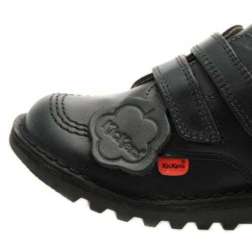 Junior Black Kick Lo Twin Strap Velcro Shoes (12.5-2.5) 66291 by Kickers from Hurleys