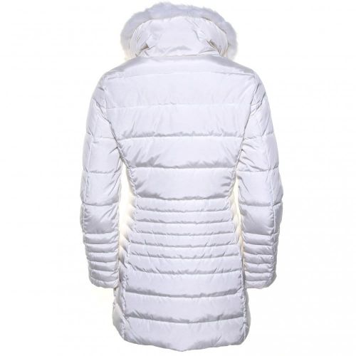 Womens White Faux Fur Trim Puffer Jacket 71008 by Armani Jeans from Hurleys