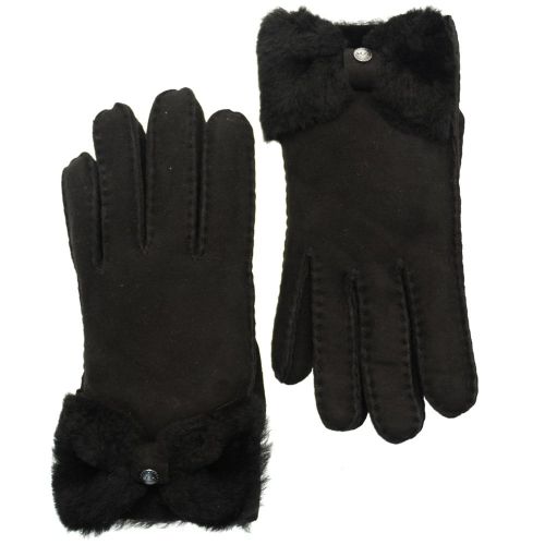 Womens Black Classic Bow Shorty Gloves 67658 by UGG from Hurleys