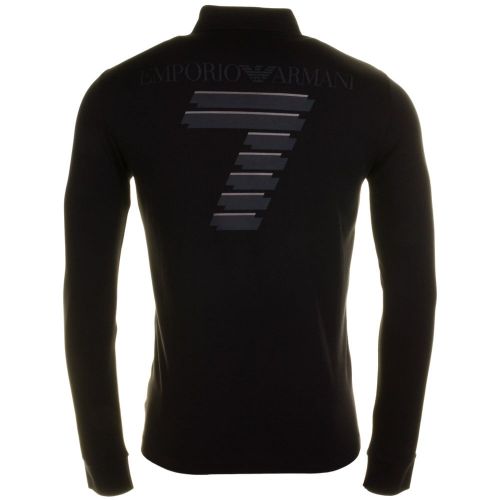 Mens Black Training Soccer Back Printed L/s Polo Shirt 64314 by EA7 from Hurleys