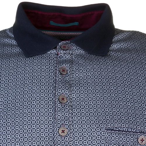 Mens Navy Primo Printed S/s Polo Shirt 61444 by Ted Baker from Hurleys