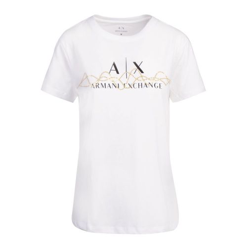 Womens White Gold Thread Detail S/s T Shirt 89796 by Armani Exchange from Hurleys