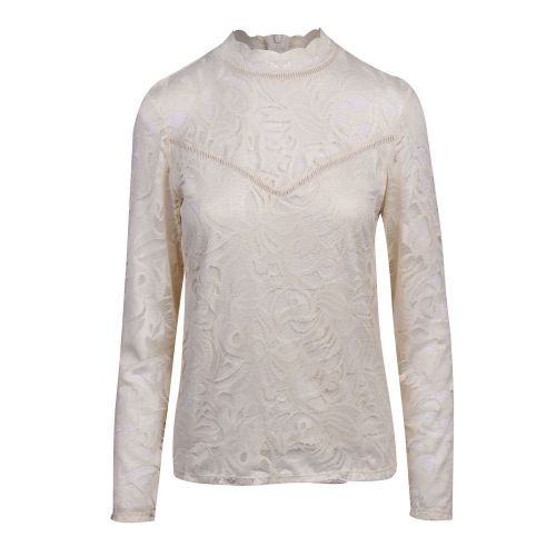 Womens Birch Vistasia Lace L/s Top 77137 by Vila from Hurleys