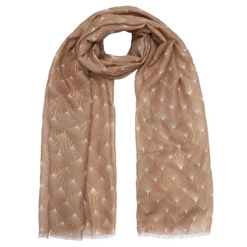 Womens Taupe Art Deco Fan Foil Scarf 94782 by Katie Loxton from Hurleys