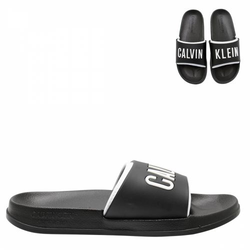 Black/White Logo Slides 39113 by Calvin Klein from Hurleys