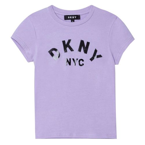 Girls Lilac Shiny Logo S/s T Shirt 91724 by DKNY from Hurleys