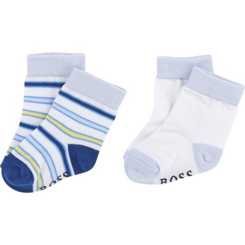 Baby White & Blue Branded 2 Pack Socks 19645 by BOSS from Hurleys