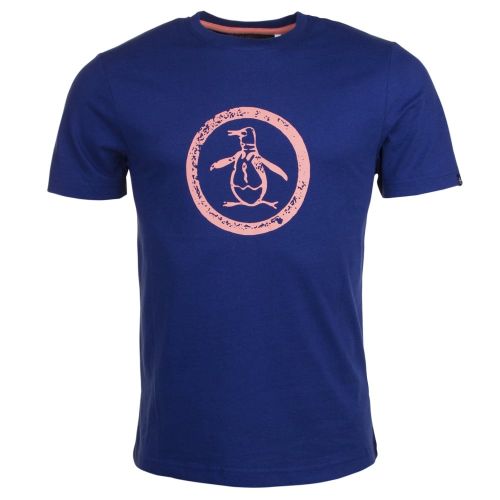 Mens Blue Depths Distressed Circle Logo S/s T Shirt 21553 by Original Penguin from Hurleys