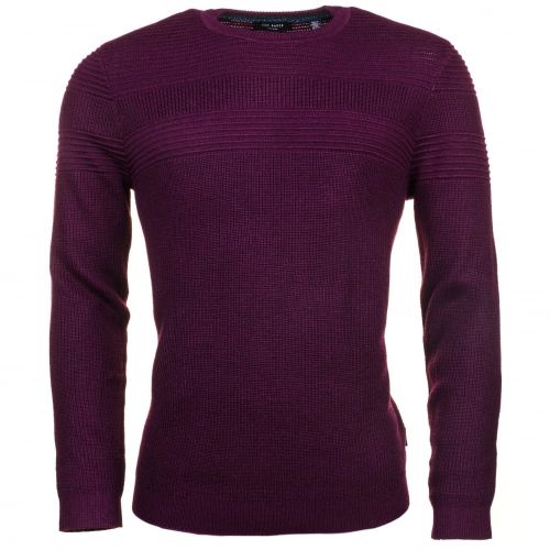 Mens Purple Rossi Mixed Stitch Knitted Jumper 61571 by Ted Baker from Hurleys